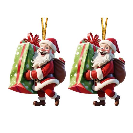 2/7 ks Vánoční Santa Claus Závěsná Dekorace Sváteční Párty Zimní Vánoční Strom 2D Plochá Akrylová Kreslená Závěsná Ozdoba Otec Vánoc