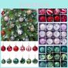 Vibrant 12/24pcs Plain Glitter Christmas Tree Baubles For Holiday Celebrations