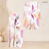 Women Plus Size Round Neck Three Quarter Sleeve Printed Flared Top And Flared Pants Two Piece Set