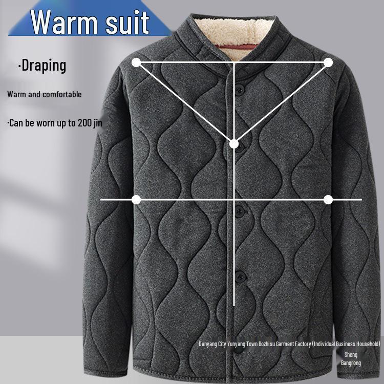 Warm Men's Winter Jacket & Pants Set with Lambswool Lining for Dad/Elderly