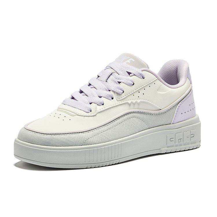 Erke Fun Classic Versatile Non-Slip Breathable Low-Top Skate Shoes Women sneakers Micro-Crystal-White Aromatic-Purple 52124301228-003