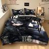 Black Butler Pattern Bedding Quilt Set Quilt Cover Pillowcase Home Birthday Gift(1 * duvet cover + 2 * pillowcase, without core)