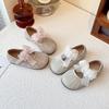 Girls Flat Shoes Mesh Lace Bows Sweet Butterfly Kids Leather Shoes Round Toes 2025 New Girls Princess Shoes Non-slip Pearl Sweet