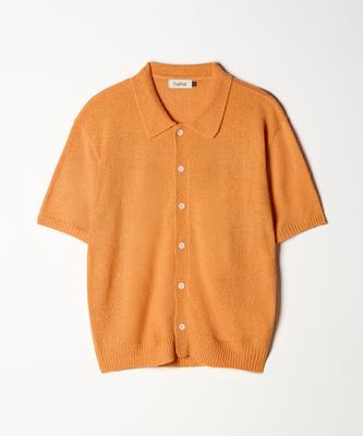 Tradclub Boucle Collar Short Sleeve Cardigan Orange