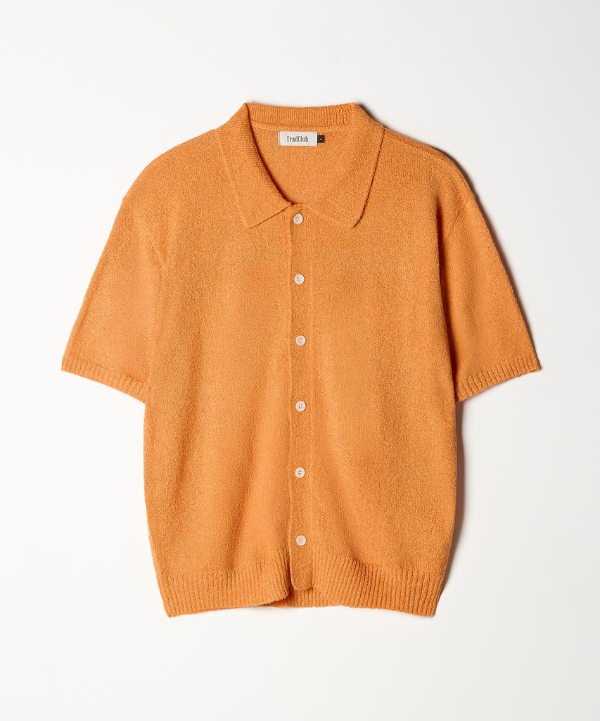 Tradclub Boucle Collar Short Sleeve Cardigan Orange