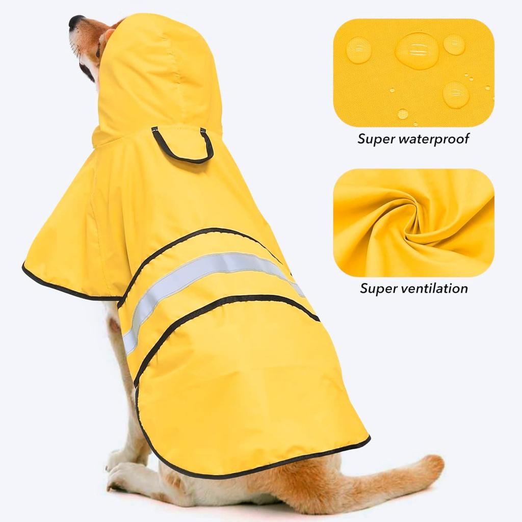 Weesiber Impermeable Ajustable Chaqueta de Lluvia Reflectante Con Capucha Abrigo Ligero Poncho para Perro Pequeños Medianos