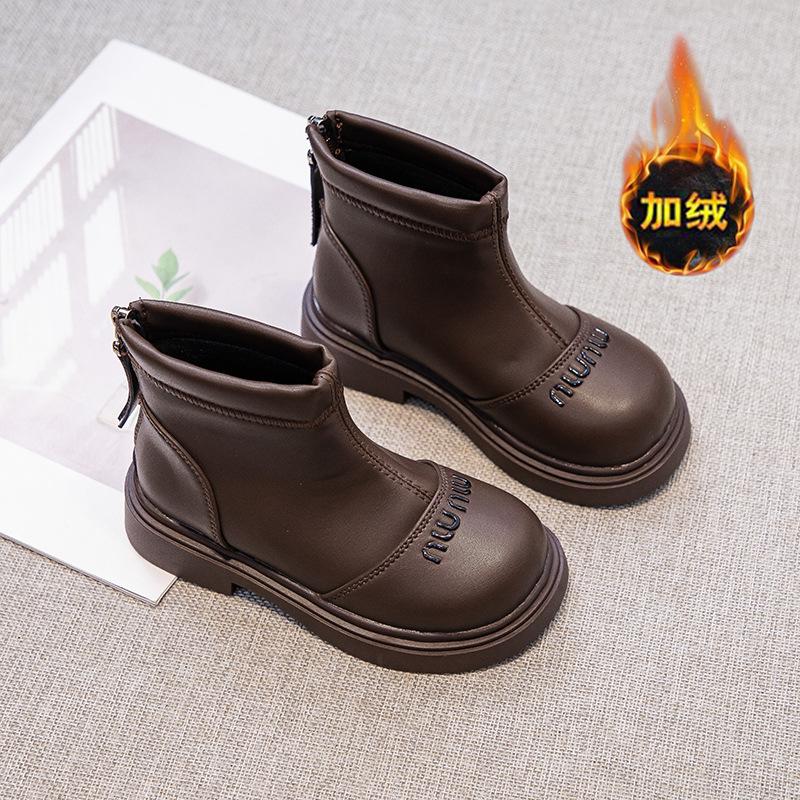 

Девочки осенне-зимние ботинки 2025 новые детские ботинки Мартин на мягкой подошве кожаные ботинки принцесса девочки бархатные короткие ботинки девочки 36