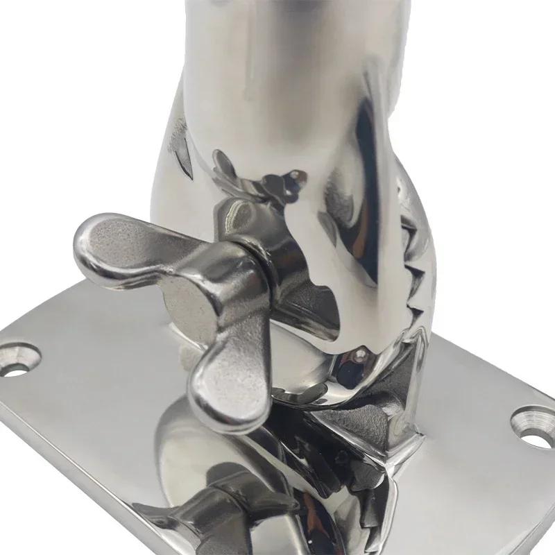 180 Degree Rotatable 316 Stainless Steel Flag Pole Hold Base Bracket Adjustable Flagpole for House Patio Outdoor Yard Farmhouse
