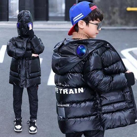 

WTEMPO Kids Утепленные унисекс пальто с карманами Детские зимние короткие пальто с хлопковой подкладкой Большие размеры Повседневные куртки с капюшоном на молнии 140 чёрный