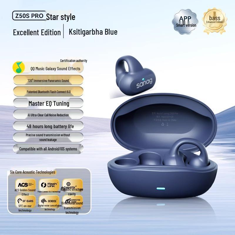 Sanag Z50 ProMax Bluetooth Air Conduction Sport Clip-on Wireless Earbuds