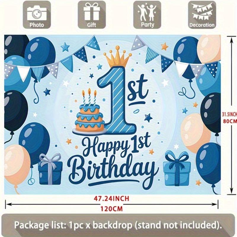 First Birthday Party Banner, Balloons Stars Cake Backdrop Wall Decor for Home