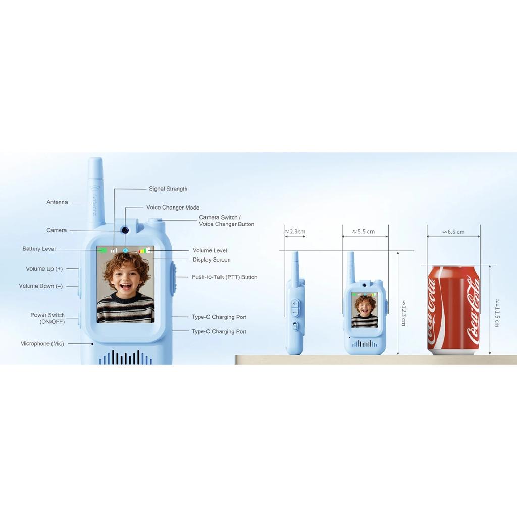 Video Walkie Talkies for Kids 2 Pack Rechargeable Intercom Walkie-talkie Cute 2 Inch Screen One-Click Call For Kids Gifts