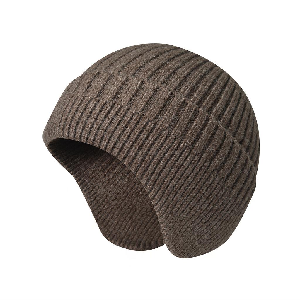 Outdoor Knitted Hat for Men - Thickened Warm Earflap Beanie Women's Face-Slimming Knitted Beanie