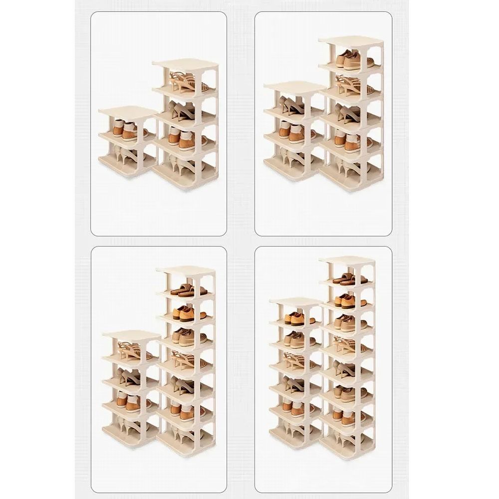 Stackable Shoes Storage Organizer 2-8 Layers Standing Shoe Shelf Vertical Shoe Rack  Living Room