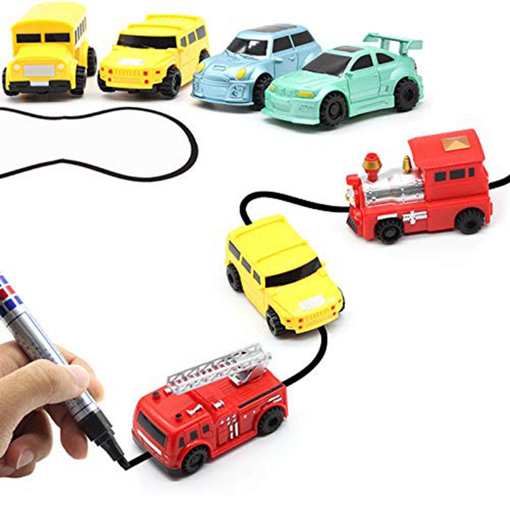 Fun Pen Inductive Car Truck Follow Any Drawn Black Line Mini Toy Engineering Vehicles Educational