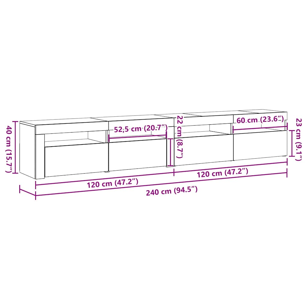 TV Cabinet Set of 2 Black Oak Effect 240 X 35 X 40 Cm