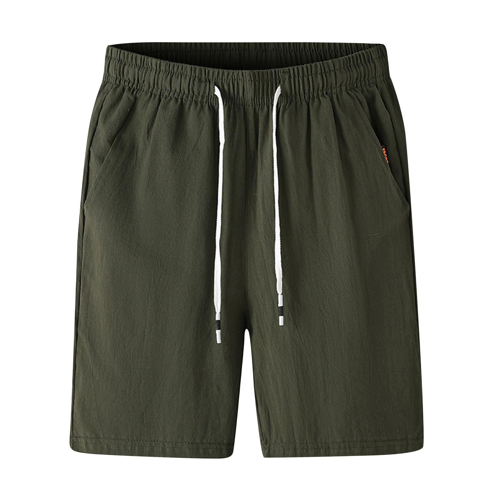 

Mens elastic waist drawstring shorts relaxed fit lightweight woven casual shorts with pockets for daily wear XXL