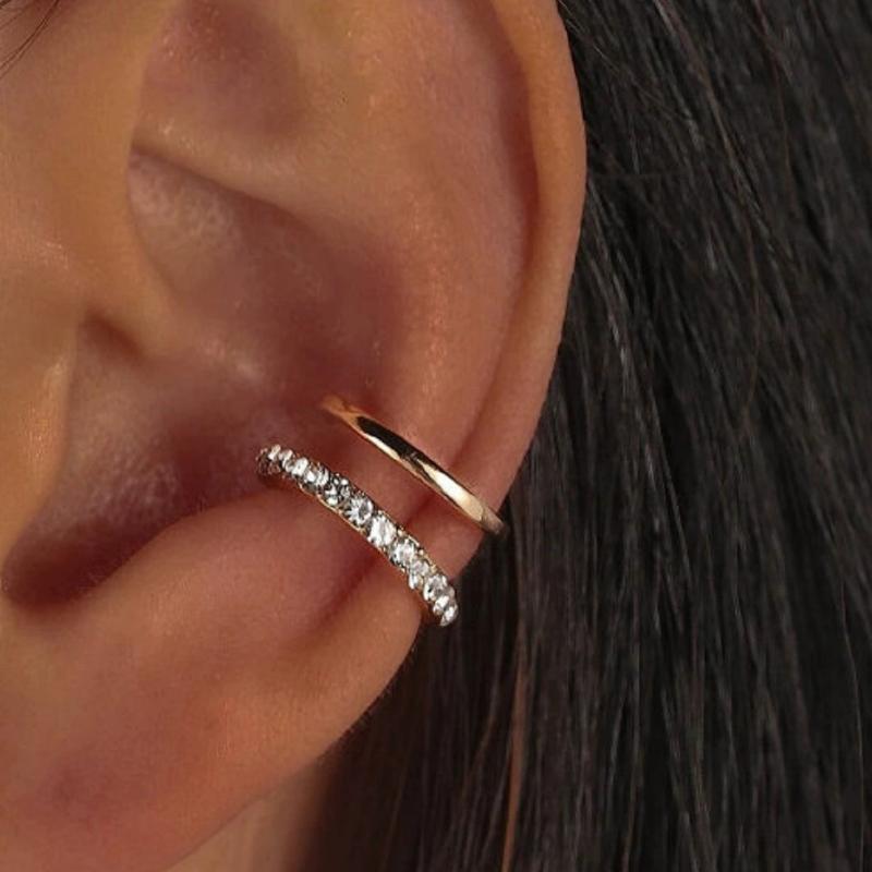 Four Pointed Star Clip Zircon Earrings Suitable Women Without Ear Holes Jewelry Ear Bones Clip Men Luxury Trendy Ear Accessories
