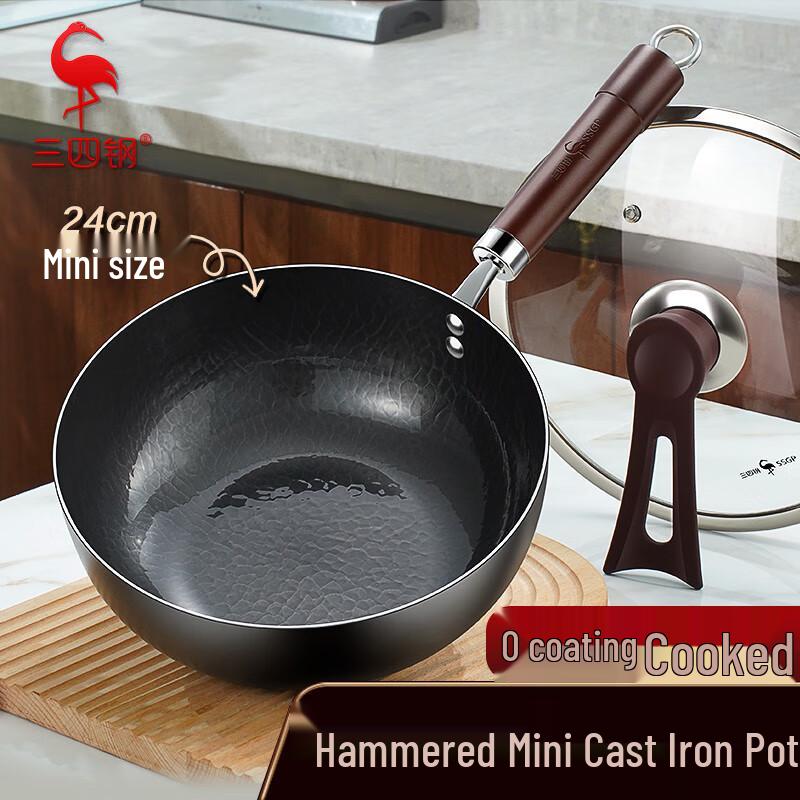 Вок Zhangqiu из кованого железа с плоским дном, предварительно обработанный. 24cm (3L Capacity)