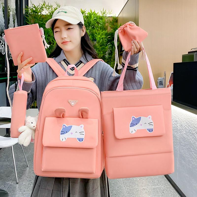 New five-piece backpack fashion trend casual style simple student bag large capacity backpack