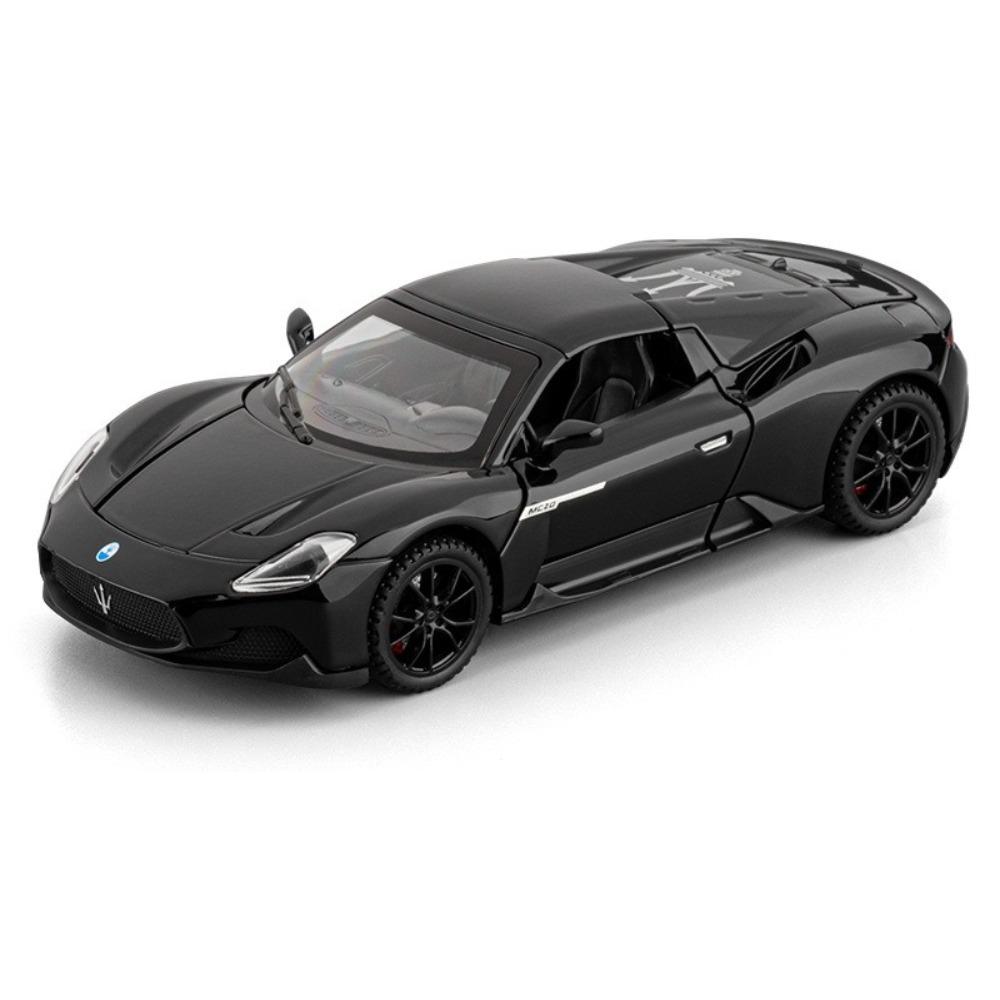 1/32 Металлическая штампованная модель автомобиля Maserati MC20 Звук и свет Симуляция Детская игрушечная машина Игра для мальчиков Автомобиль Подарок на день рождения Праздник чёрный