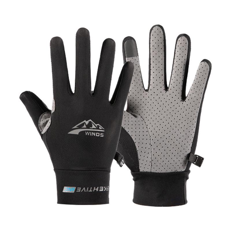 Unisex Summer Cycling Gloves, Breathable UV Protection, Touchscreen-Compatible, Full Finger, Ice Silk Fabric.