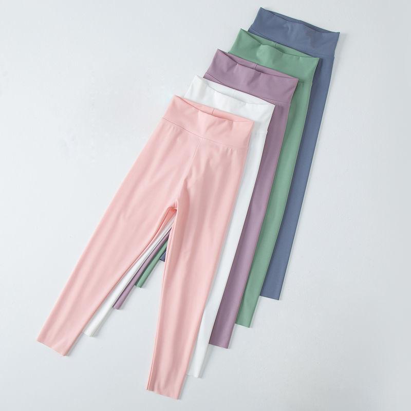 Frühlings-/Sommerhose für Mädchen, einfarbig, schmale Passform, hohe elastische Hose, lange Hose mit schmaler Passform