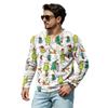 Men's Loose Fit V-Neck Christmas Print Street Casual Top