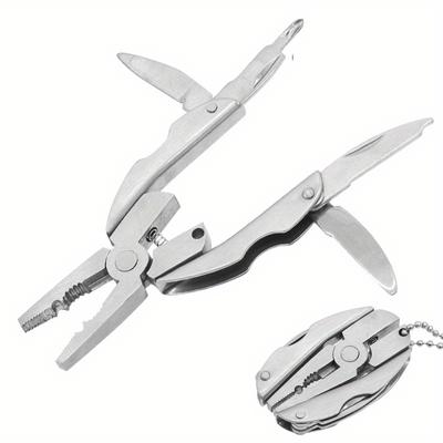Mini Multifunctional Metal Tool Tongs, Stainless Steel Utility Knife with Key Chain, Suitable for Outdoor Use - Essential for Traveling Without Power