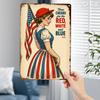 Vintage Patriotic Three Cheers for the Red White and Blue Metal Tin Sign