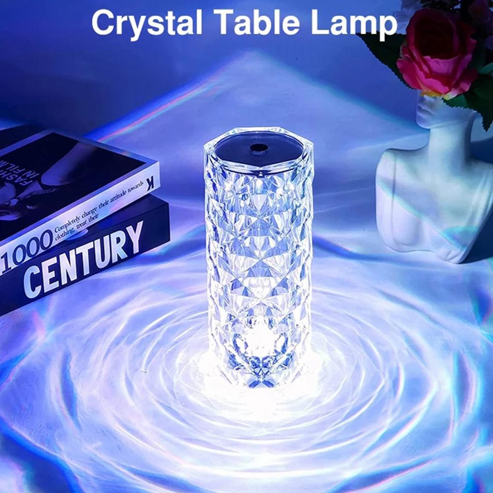 

RS-ZSTD Size L Table Lamp RGB 16 Colors Crystal Desktop Lamp Rose Diamond Shaped Light Christmas Decoration with Touch and Remote Control A