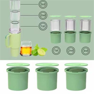 Upgraded Silicone Ice Tray And Mold Large Size Cylindrical Coffee Ice Tray For Refrigerator With Lid And Glass Accessories