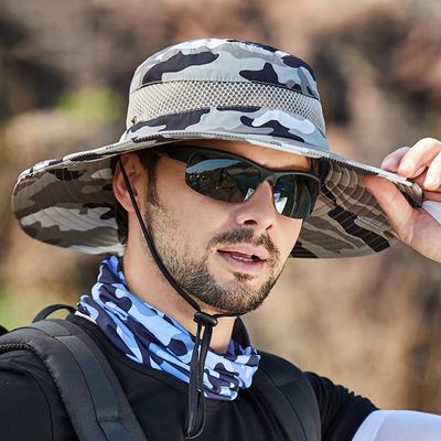 Summer UPF50+ Sun Hats For Women Men Camouflage Bucket Hat Breathable Mesh Hiking Fishing Hat Outdoor Male Beach Boonie Cap