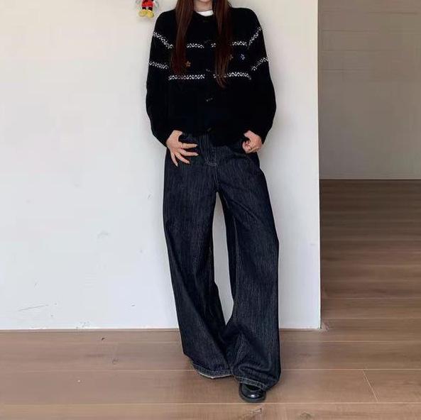 Korean Style Soft Knit Cardigan for Women - Fluffy Horn Button, Retro Embroidery, Lazy Style Sweater for Autumn/Winter