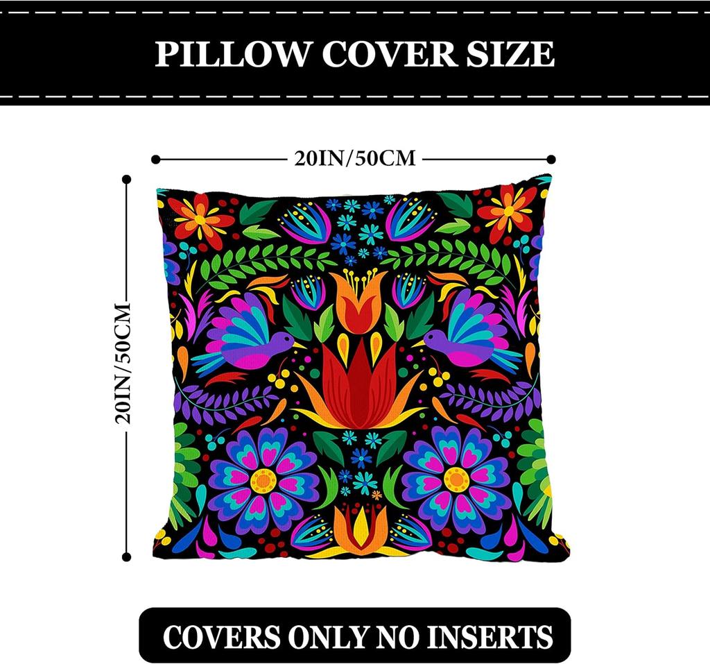 Mexican Fiesta Throw Pillow Covers Set Of 4 Dragonfly Flower Dahlia Pillow Case Day Of The Dead Dia De Los Cinco