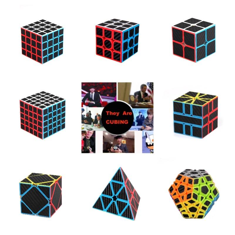 Carbon Fiber Pyramid Shaped Twisty Puzzle Set 2x2 3x3 4x4 5x5 Fun Brain Teaser Toy