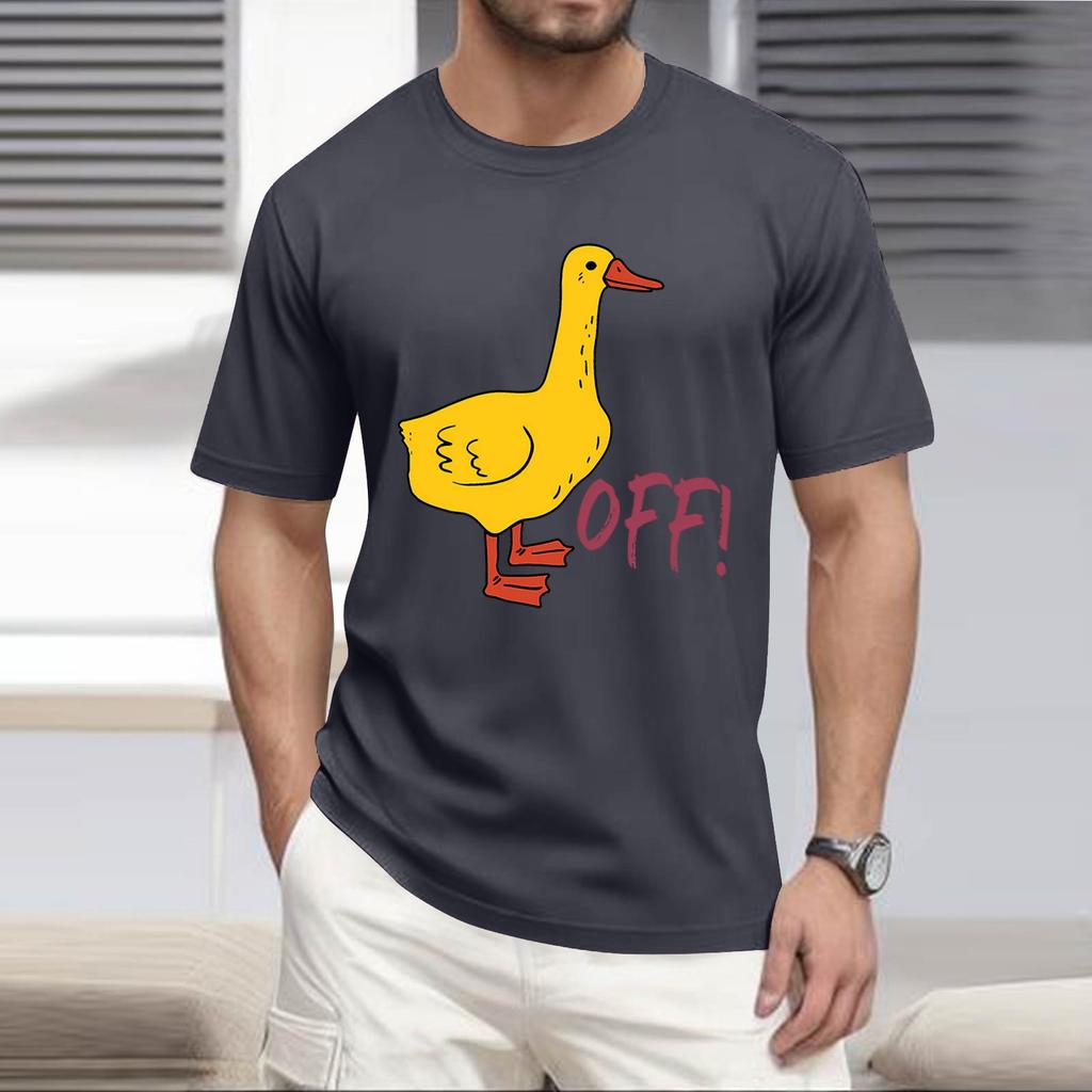 Sommerens populære t-skjorte for menn med trykk, rund hals og korte ermer