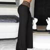 2025 Fashion Women’s Solid Color Hollow-out Mid-waist Wide-leg Trousers