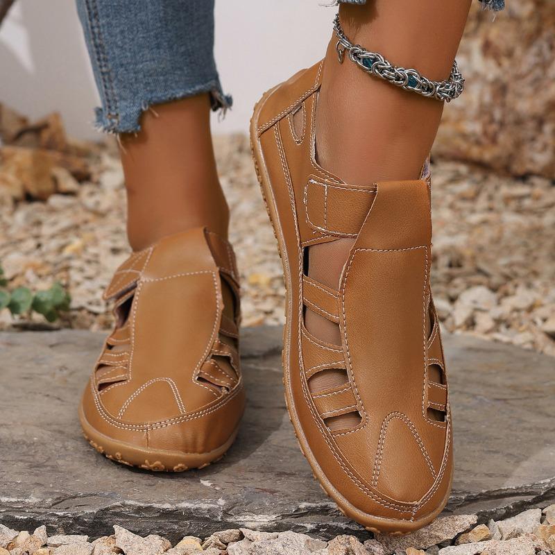 Cross Border Spring and Summer Breathable Hollow Women's Shoes with Toe Caps, Sporty Roman Sandals, Soft Soles, Mom's Hole Casual Shoes