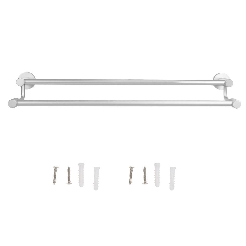 Bath Towel Bar Aluminum Alloy Rust Proof Double Rod Wall Mounted Towel Rack for Bathroom Kitchen