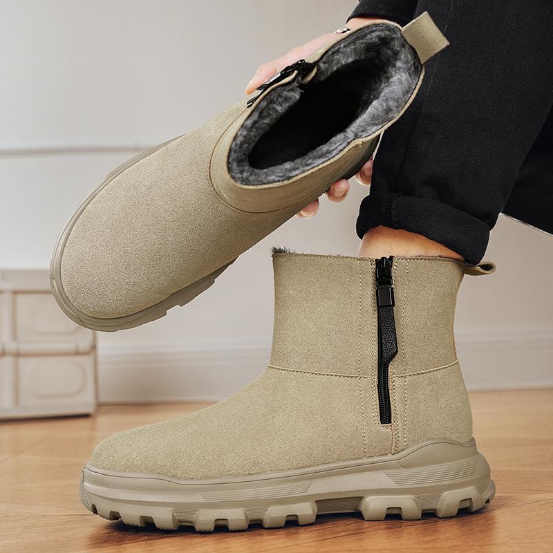 

Модная мужская зимняя обувь на толстой подошве Классический минималистичный стиль Уличная Высокое качество Черная теплая Плюшевая обувь Зимняя Нескользящая Молния 38 бежевый