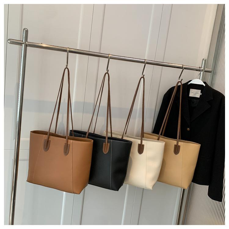Retro Large Capacity Faux Leather Tote Bag for Women, Vintage Style Work Shoulder Handbag, Street Chic Commuter Purse