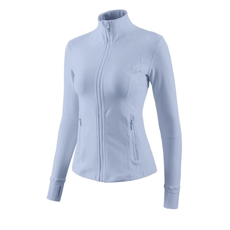 Women's Quick-Dry Slim Fit Yoga Jacket - Stand-Up Collar, Zipper, Long Sleeve for Running & Cycling in Autumn