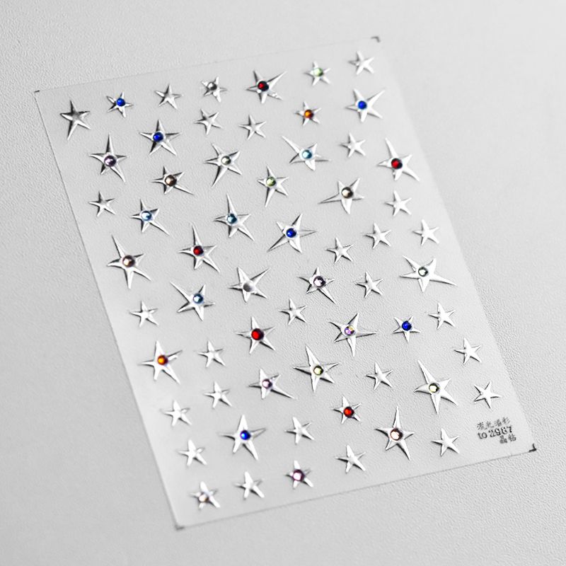 

Bright Crystal Bright Silver Pentagram Nail Art Sticker Tomoni Best Selling Adhesive Nail Sticker Japanese Style Nail Ornament Color diamond silver five-pointed star 2987