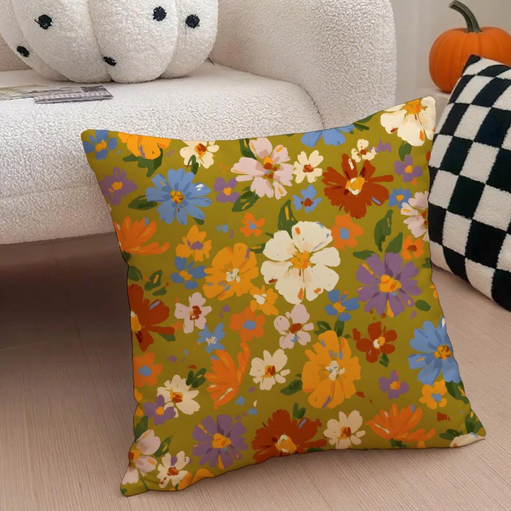 Early Spring Floral Pillow Elegant Fresh Cushion Cover Throw Pillow Cover Hidden Button Durable Polyester Chair Cushion