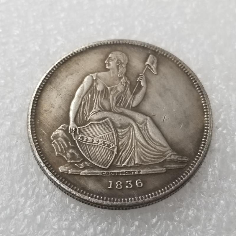 Старинная монета Доллар из посеребренной меди, тип 2, 1836 г. 21437768024