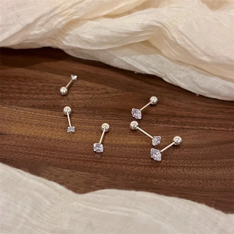 Elegantní puzetové náušnice se šroubovacím zapínáním, třpytivé zirkonové a diamantové akcenty, hypoalergenní, dárkové šperky, jemné doplňky pro piercing uší, dárek pro ženy