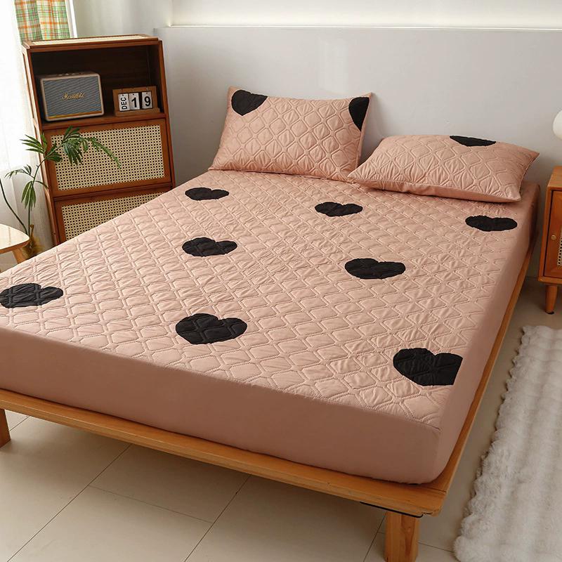 Waterproof Fitted Bed Sheet with 360 Elastic Band Quilted Mattress Protector Cover for Single Double King Queen Size Bedsheet