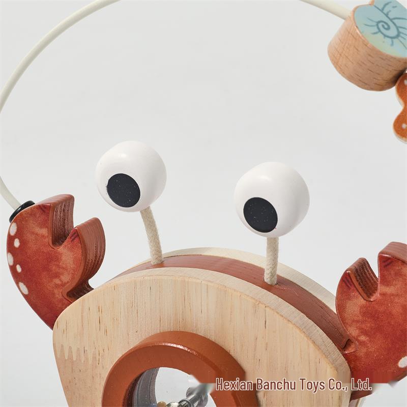 Crab Car: Wooden Bead Maze & Rattle for Baby Learning