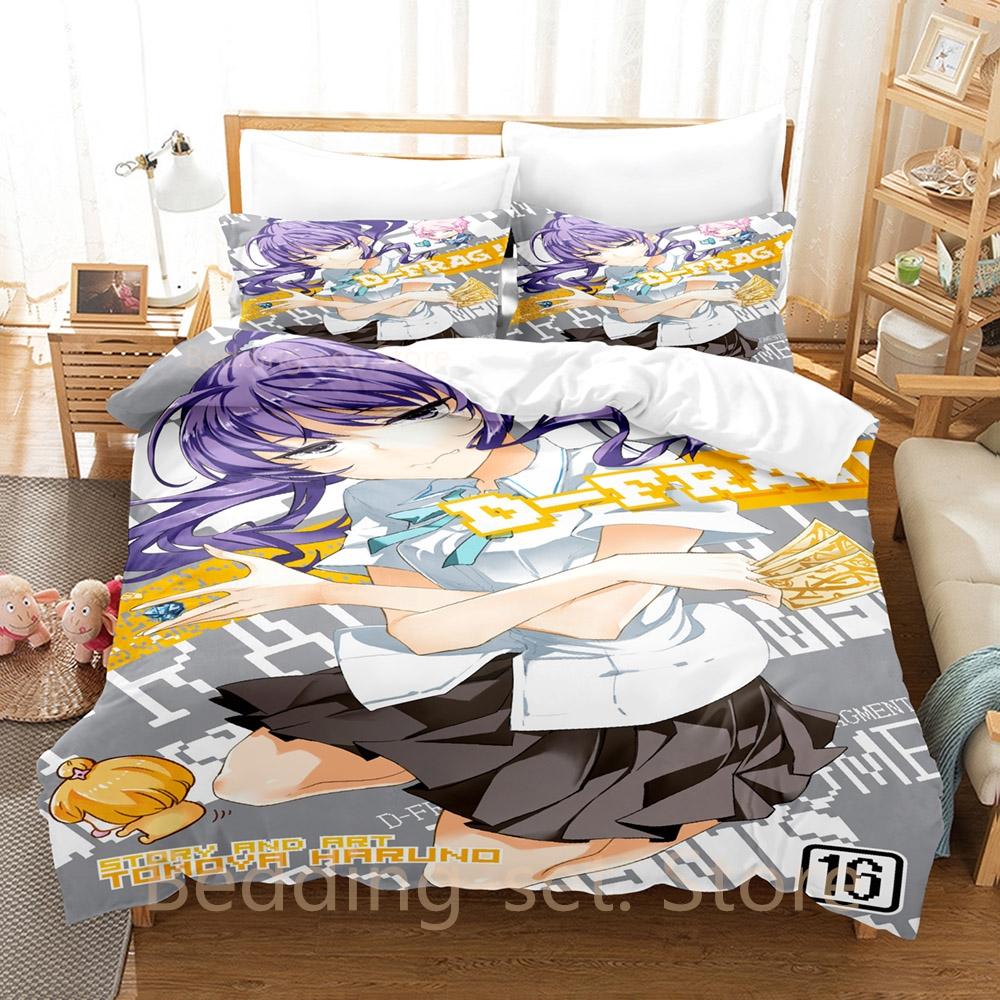 3d Print Anime D-Frag! Bedding Set Duvet Cover Comforter Bed Set Quilt Cover Pillowcase King Queen Twin Size Boys Girls Adult